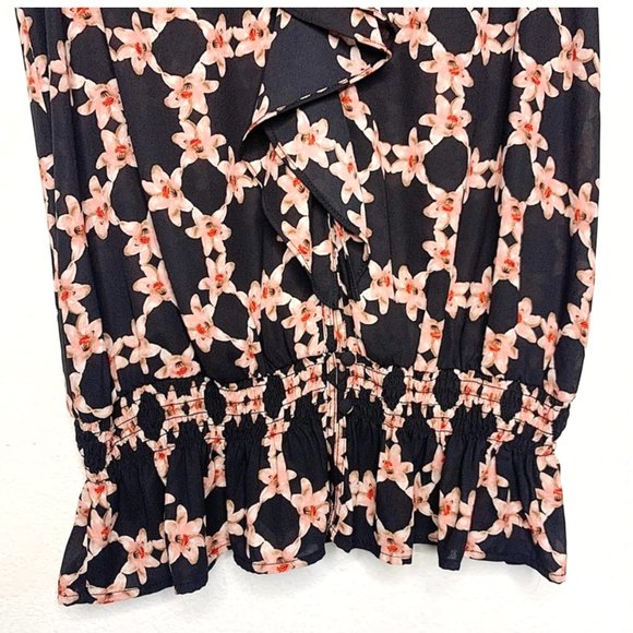 NWOT, Karl Lagerfeld, Floral Button Down Ruffle Blouse, Small - Picture 4 of 6